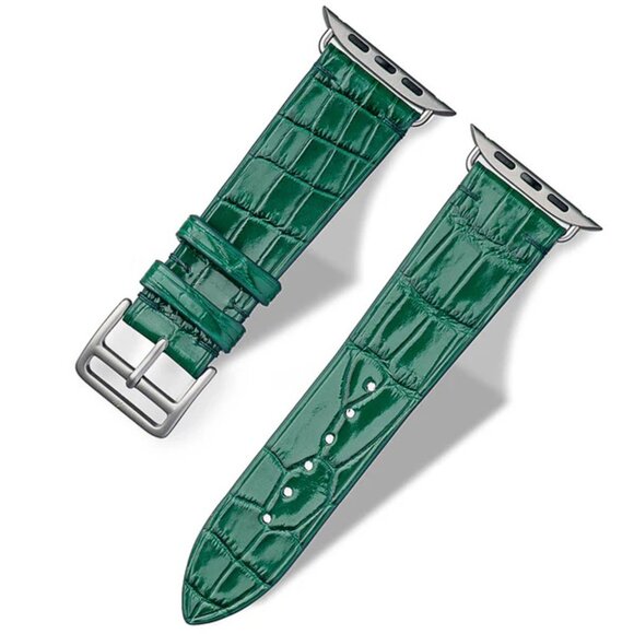 Premium Alligator Leather Band for Apple Watch - Green Color
